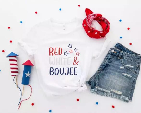 4th of July Shirts, Red White and Boujee T-Shirt Fourth of July Shirts