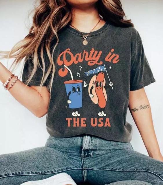 4th of July Shirts, Retro Party in the USA Shirt Fourth of July Shirts