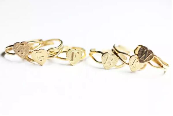 Heart Initial Ring, Initial Ring, Monogram Ring, N Letter Rings