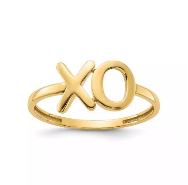 Stylish 14k Gold Minimalist XO Love Ring, Everyday Letter Rings