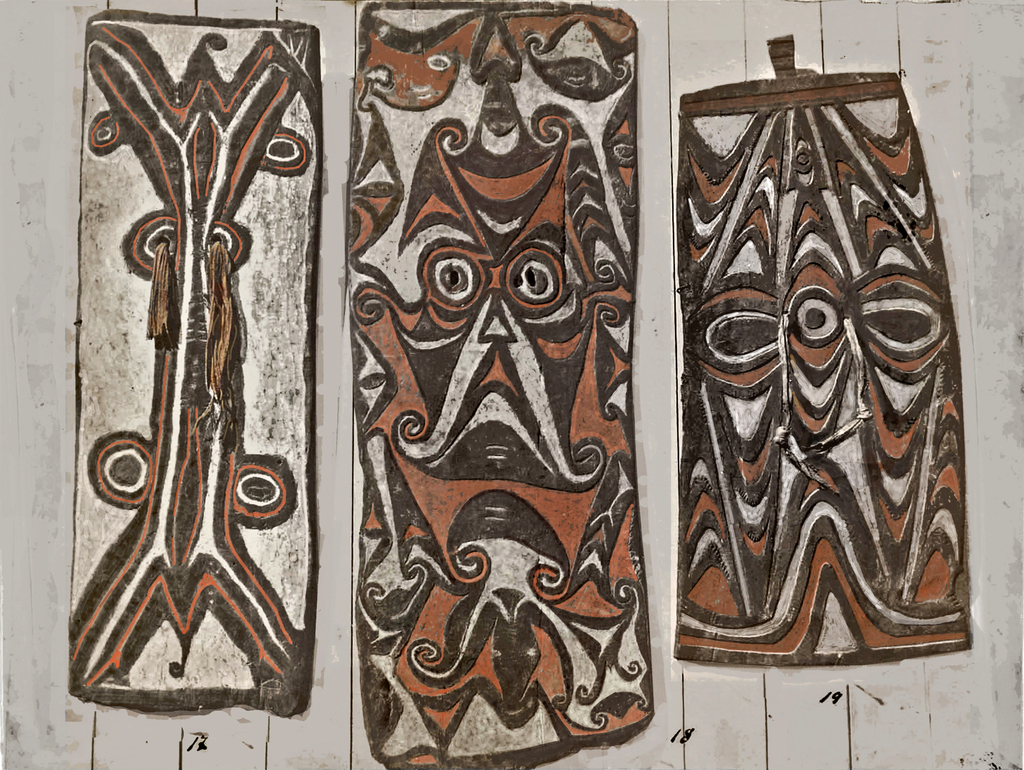 sepik shields, between 1887 and 1900-colorized-5 - photoshop