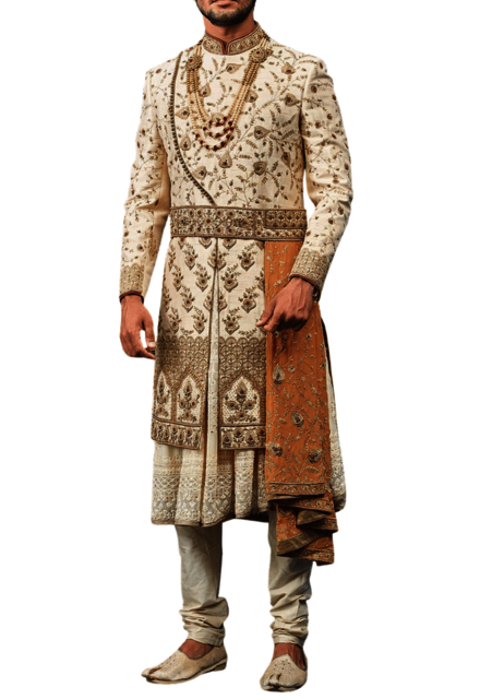 Three-Layer-Sherwani-18 Buy Indian wedding dress in USA at Amazing Price