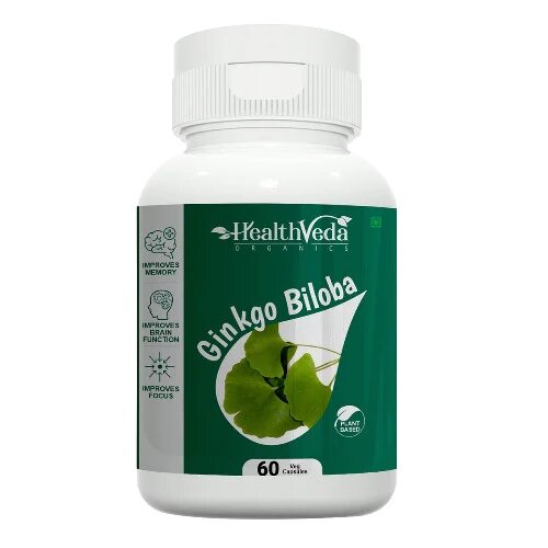 gingko biloba Health Veda Organics Ginkgo Biloba Brain Booster Supplements â€“ 60 Veg Capsules