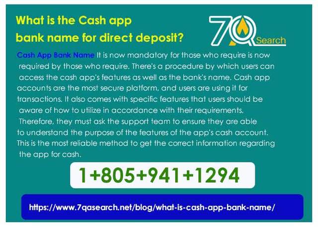 What is the Cash app bank name for direct deposit? Picture Box