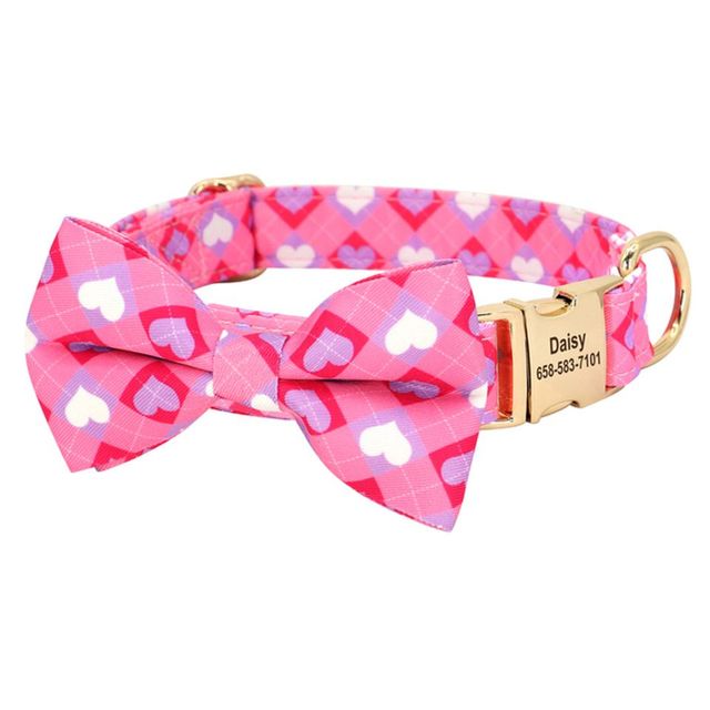 Bow-tie dog collar with numerous designs and color CurliTail