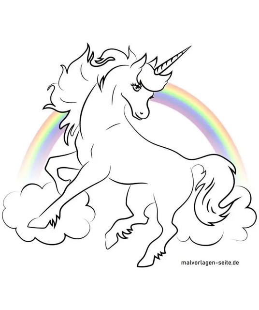 unicorn-with-colored-rainbow free unicorn coloring pages