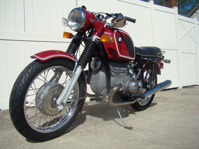 DSC02982 #2972669. 1970 BMW R75/5 Resto/Custom, Red. 10K Major Service. New Rings, rebuild fork, re-lace wheels, new tires & battery.  32,000 Miles. Match VIN.