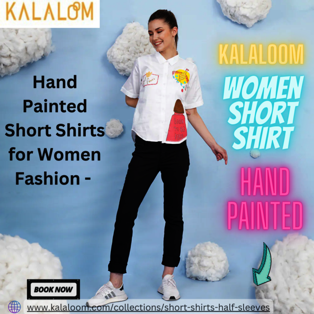 Hand Painted Short Shirts for Women Fashion - kala Picture Box