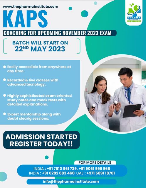 Best KAPS Coaching Centre May Admission Started Pharma International Institute