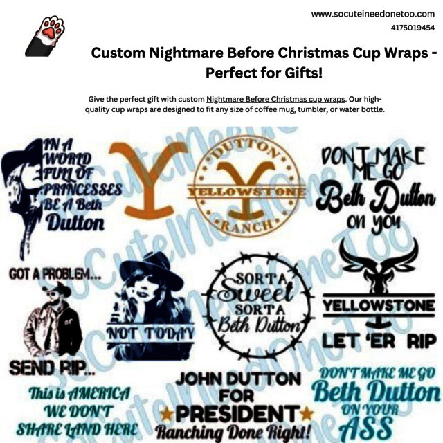 www.socuteineedonetoo.com Custom Nightmare Before Christmas Cup Wraps - Perfect for Gifts!
