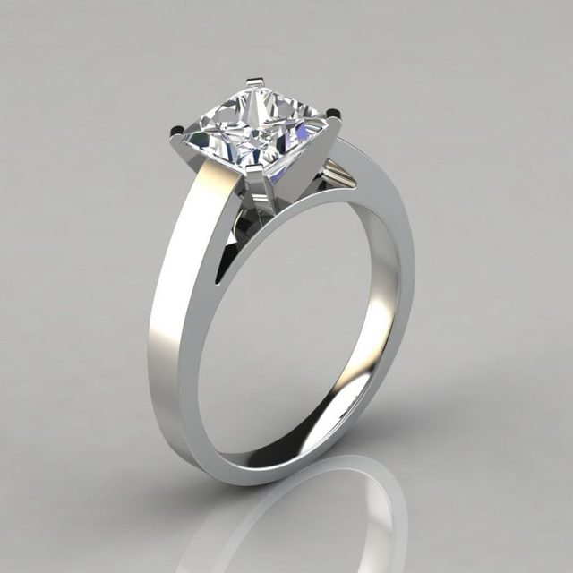 Edged Solitaire Cathedral Style Moissanite Engagem Forever Moissanite