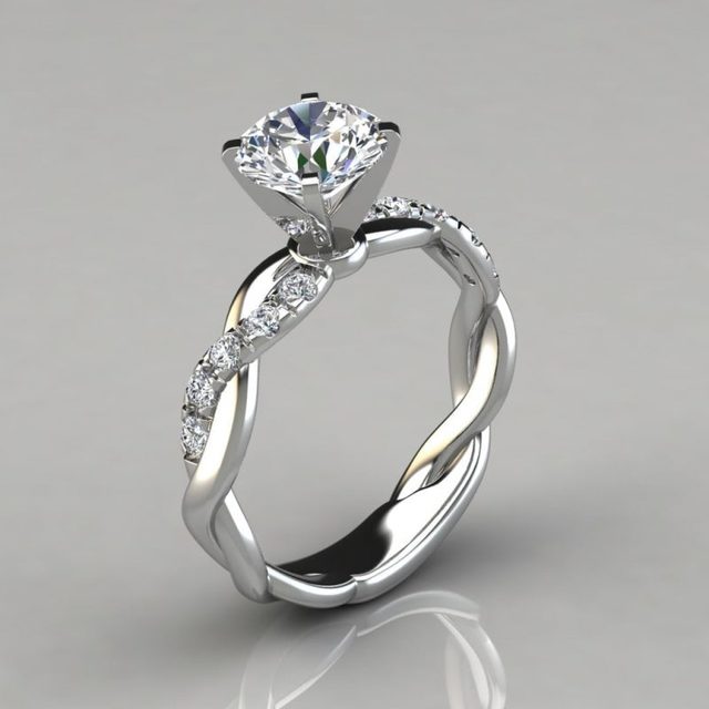 Twist Round Cut Moissanite Engagement Ring Forever Moissanite