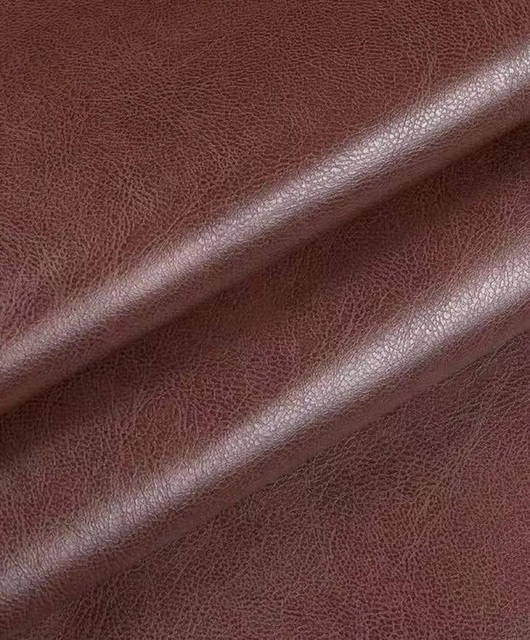 Brown Abrasion-resistant pu textured synthetic fab Sofa leather fabric