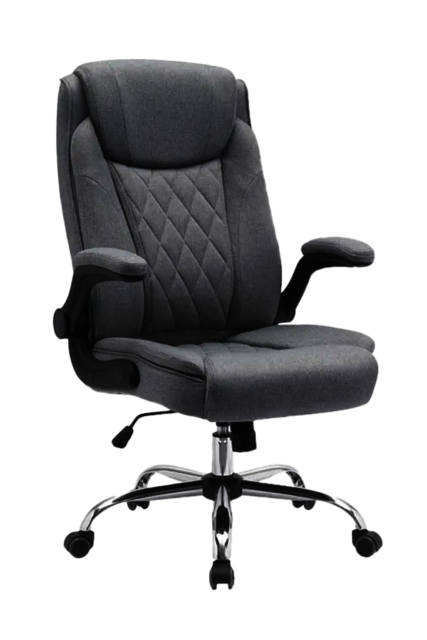 Adjustable Armrest Chrome Base Fabric Office Chair