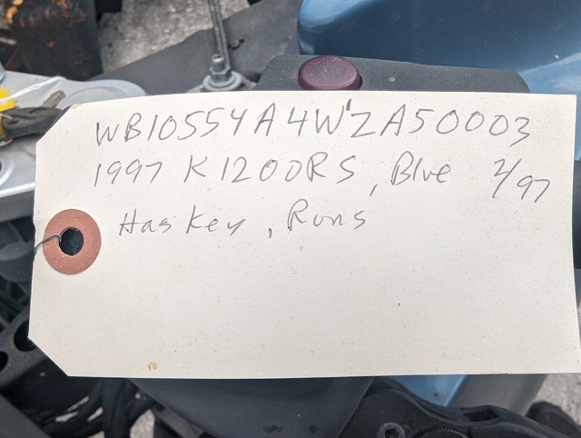 ZA50003 (2) IA50003 '97 K1200RS, HAS KEY, RUNS. BLUE