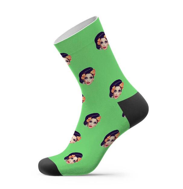 Drag Queen Socks Custom Photo Socks Plain Green So Drag Queen Merch