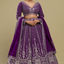 Plum Purple Sequins Embroid... - Lehengas