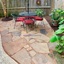 flagstone-patio-diy - Black Mulch