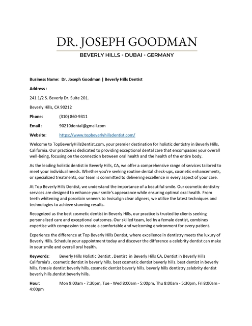 Dr. Joseph Goodman Beverly Hills Dentist Dr. Joseph Goodman | Beverly Hills Dentist