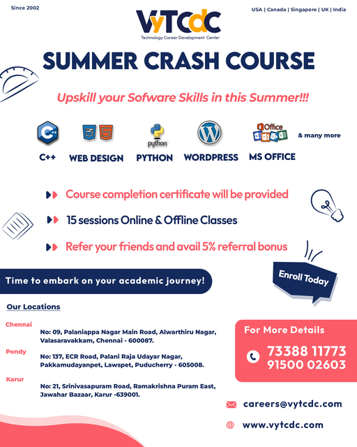 Empower Your Career: Summer Crash Course in Chenna Technology Career Development Center