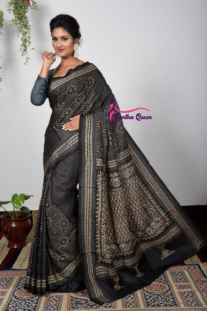 BANGALORE KANTHA SAREE BANGALORE SILK KANTHA SAREE