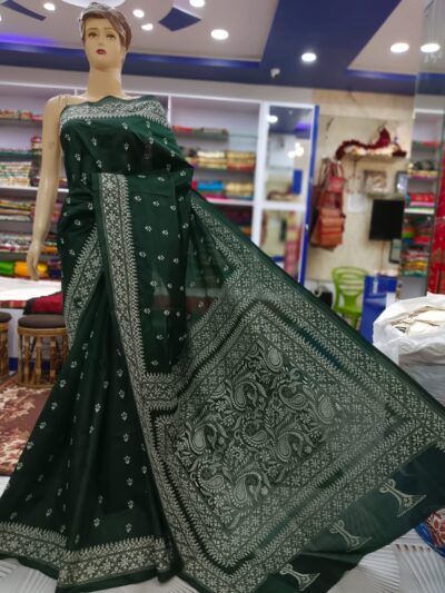 KQ36 BANGALORE SILK KANTHA SAREE