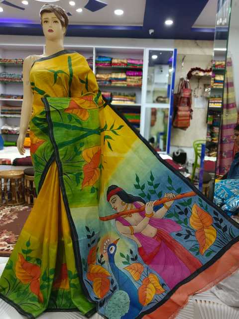 PURE TUSSAR SILK KANTHA SAREE IN MUSTARD COLOUR PURE TUSSAR SILK