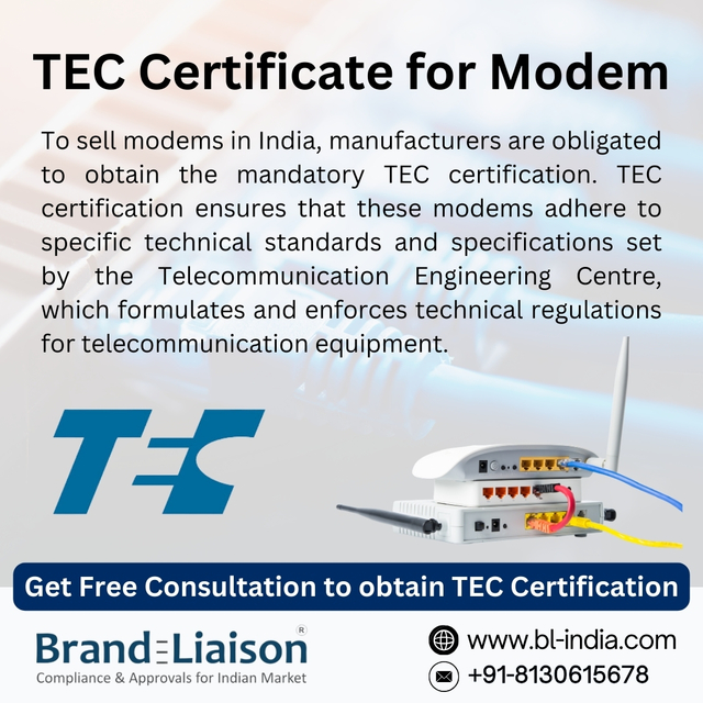 TEC Certificate for Modem Get TEC Certificate for Modem in India