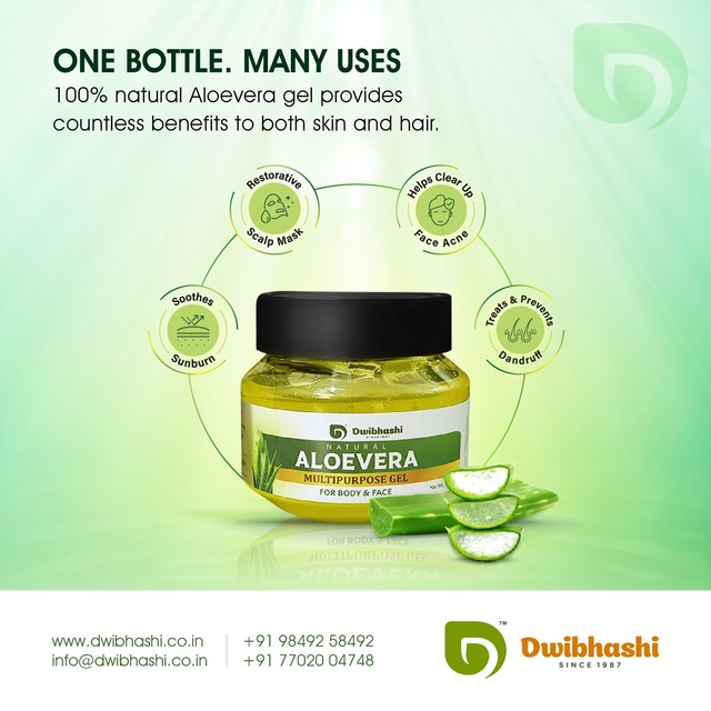 Dwibhashi's aloevera multipurpose gel Buy Ayurvedic Hair Care, Skin Care Body Care, OTC and Oral Products Online - Dwibhashi