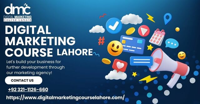 Blue and White Modern 3D Digital Marketing Agency  Digital Marketing Course Lahore