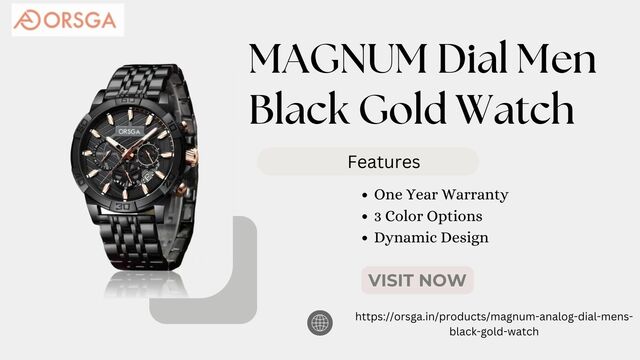 MAGNUM Dial Men Black Gold Watch Picture Box