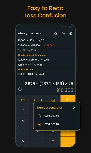 Calculator with memory Calculator with history