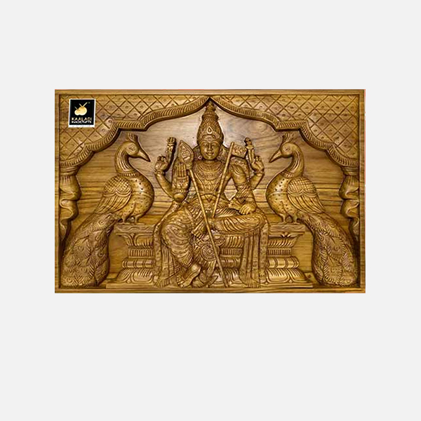 Lord Murugan Wall Panel Wooden Craft