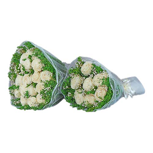 White Lotus Rose Bouquet Combo Dried flower Bouquets