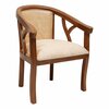 Comfy Teak Wood Fabric Upholstered Arm Chairs