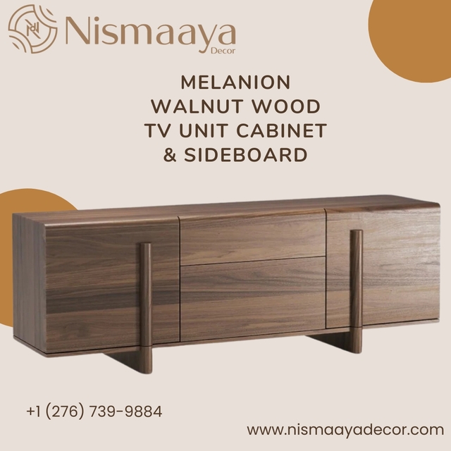 Melanion Walnut Wood TV Unit Cabinet & Sideboard Picture Box