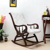 Touffy Fabric Upholstered Teak Wood Rocking Chair