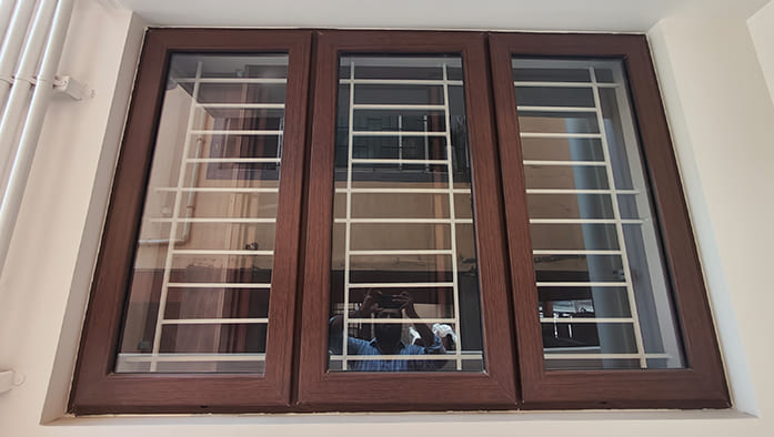 UPVC Windows With Brown Finish UPVC Windows