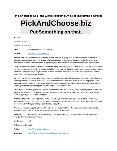 Pickandchoose Pickandchoose.biz- the worlds biggest buy & sell marketing platform