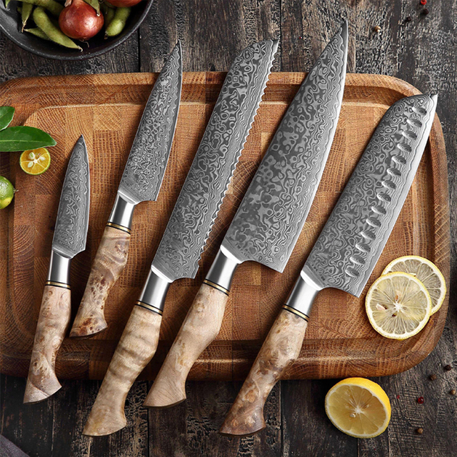 Set-Of-5-Raindrop-Damascus-Chef-Knives-2 Picture Box