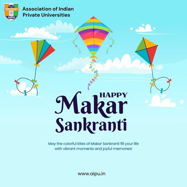 Purple and Yellow Modern Happy Makar Sankranti Ins Association of Indian Private Universities