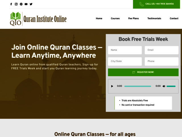 QIO Contact page.JPG Quran Institute Online Sweden