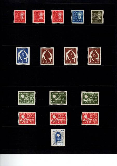 Schw1925-1970(19) Schweden MNH coll on pages