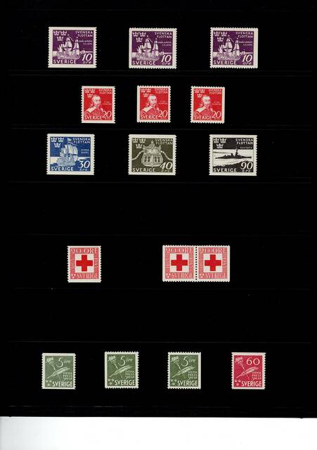 Schw1925-1970(24) Schweden MNH coll on pages