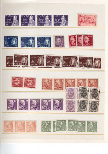 Schw1925-1970(32) Schweden MNH coll on pages