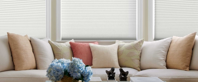 Cellular shades for large windows PSI Window Coverings