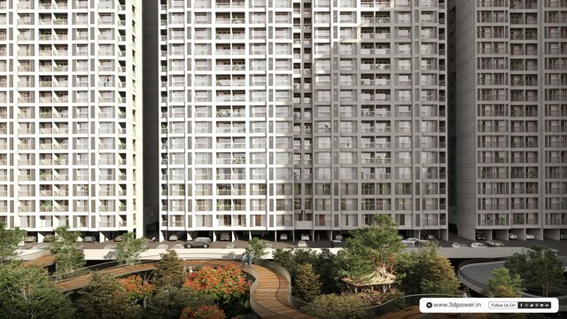 Skyscraper and Apartment Complex 3D Rendering in L 3D Architectural Visualoization Services in Bangalore
