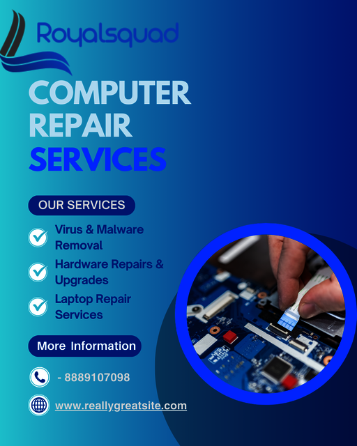 Blue and White Modern Computer Repair Services Ins Computer Repair Services – Royal Squad