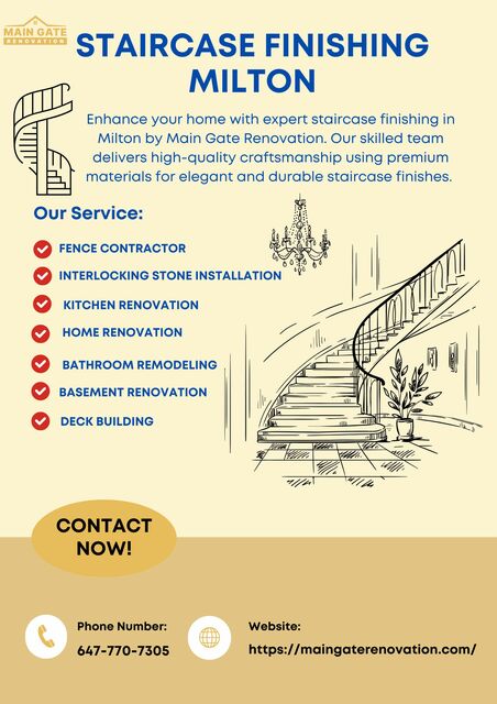 Staircase finishing Milton Main Gate Renovation