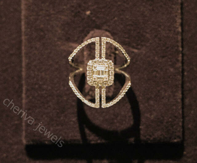 Baguette Cut Antique Style Delicate Halo Diamond E Picture Box